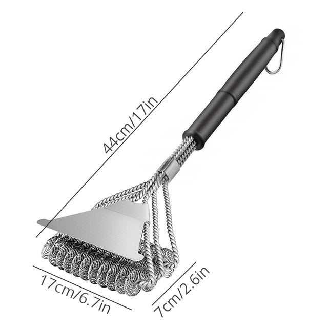 Escova de Aço Inox, para limpeza de grelhas de churrasqueiras