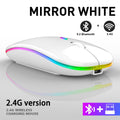 Mouse sem fio RGB recarregável Bluetooth sem fio para computador, LED retroiluminado e ergonômico para jogos