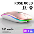 Mouse sem fio RGB recarregável Bluetooth sem fio para computador, LED retroiluminado e ergonômico para jogos