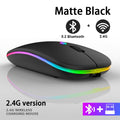 Mouse sem fio RGB recarregável Bluetooth sem fio para computador, LED retroiluminado e ergonômico para jogos