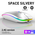 Mouse sem fio RGB recarregável Bluetooth sem fio para computador, LED retroiluminado e ergonômico para jogos